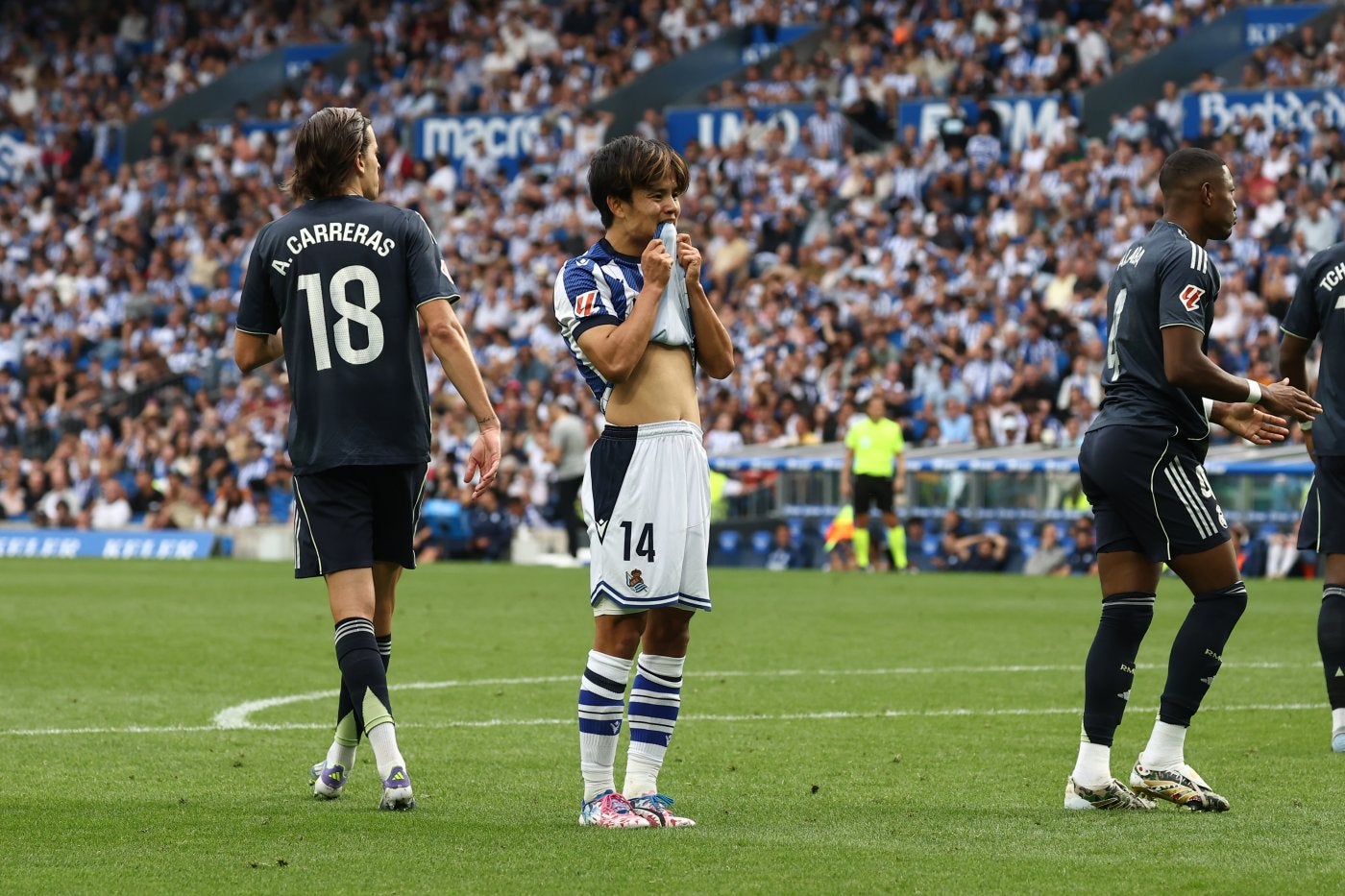 Take Kubo se lamenta de una ocasión fallada el pasado sábado en el choque ante el Real Madrid.