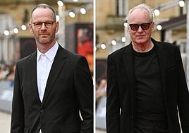 Joachim Trier y Stellan Skarsgård, ayer en el photocall de 'Affeksjonverdi'.