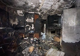 Estado en el que ha quedado la vivienda en la que se ha declarado el incendio.