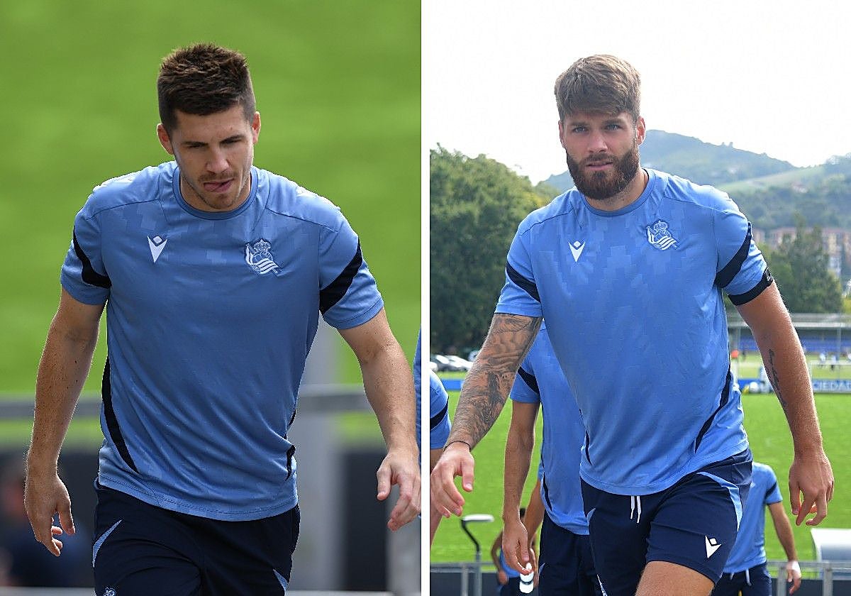 Zubeldia y Caleta-Car, durante entrenamientos en Zubieta