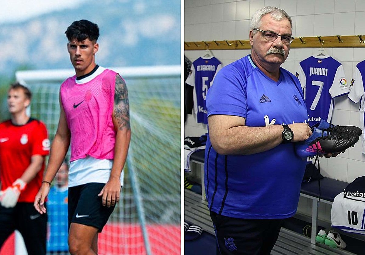 Javier Olaizola Jiménez, central del Mallorca y Mitxelo Olaizola, utillero durante más de tres décadas de la Real Sociedad