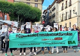 Las trabajadoras de las residencias y centros de día de la comarca se concentraron ayer en Ordizia.