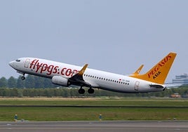 Avión de la aerolínea turca de bajo coste Fly Pegasus.