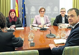 El consejero vasco de Salud, Alberto Martínez, durante una reunión con la ministra de Sanidad, Mónica García.
