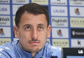 Oyarzabal, este jueves en la sala de prensa de Zubieta