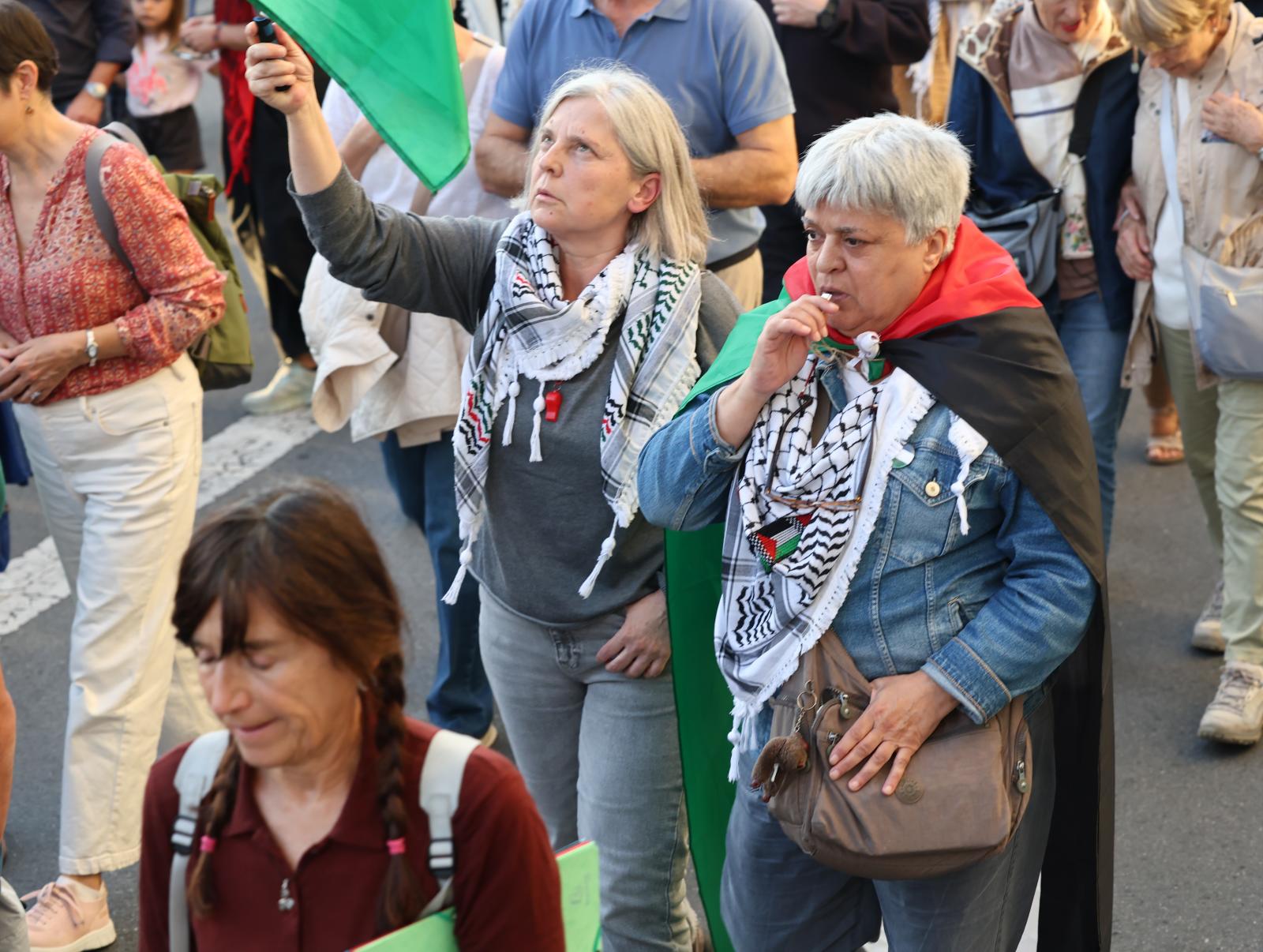 Segunda manifestación en apoyo a Palestina en Donostia