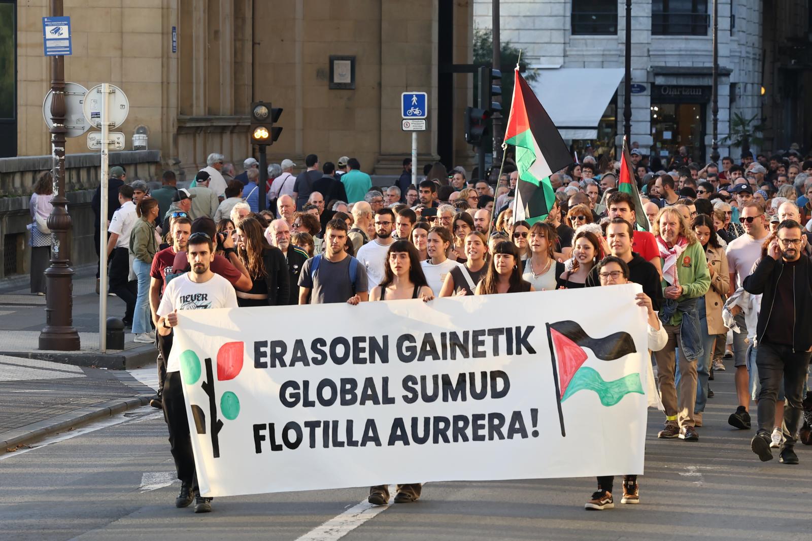 Segunda manifestación en apoyo a Palestina en Donostia