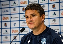 Jon Ansotegi, entrenador del Sanse, en el entrenamiento de este viernes
