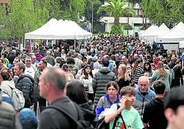 A pesar del tiempo inestable que descarga lluvia a ratos, fueron miles las personas que se acercaron este domingo a la zona festiva habilitada en el centro de Elgoibar.