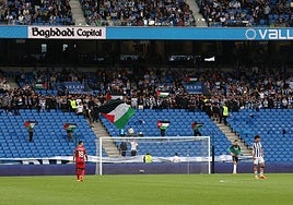 Grada de animación de Anoeta vacía en protesta contra el genocidio en Gaza.