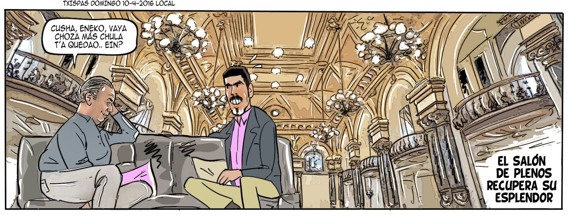 El rehabilitado Salón de Plenos visto por Txispas. 