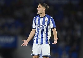 Jon Gorrotxategi, durante el partido ante el Rayo Vallecano
