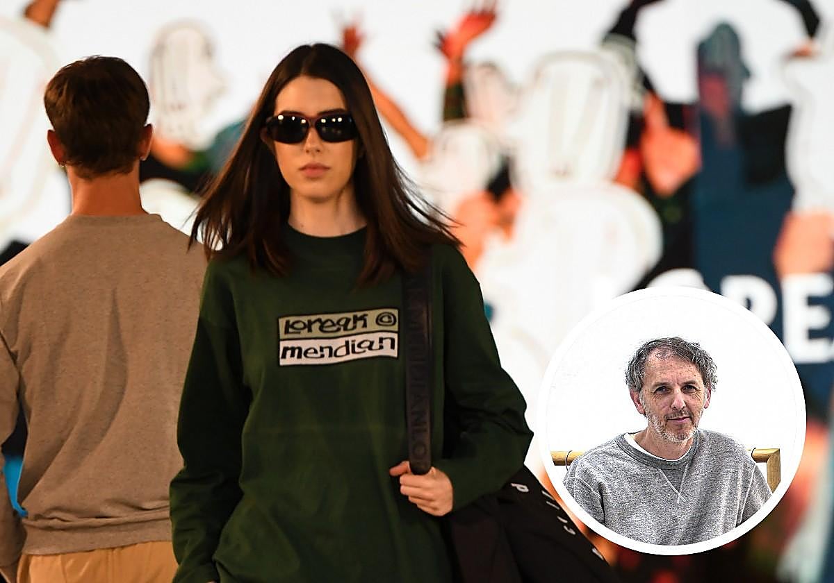 El desfile 30 aniversario de Loreak Mendian en San Sebastián Moda Festival y, en detalle, Víctor Serna.