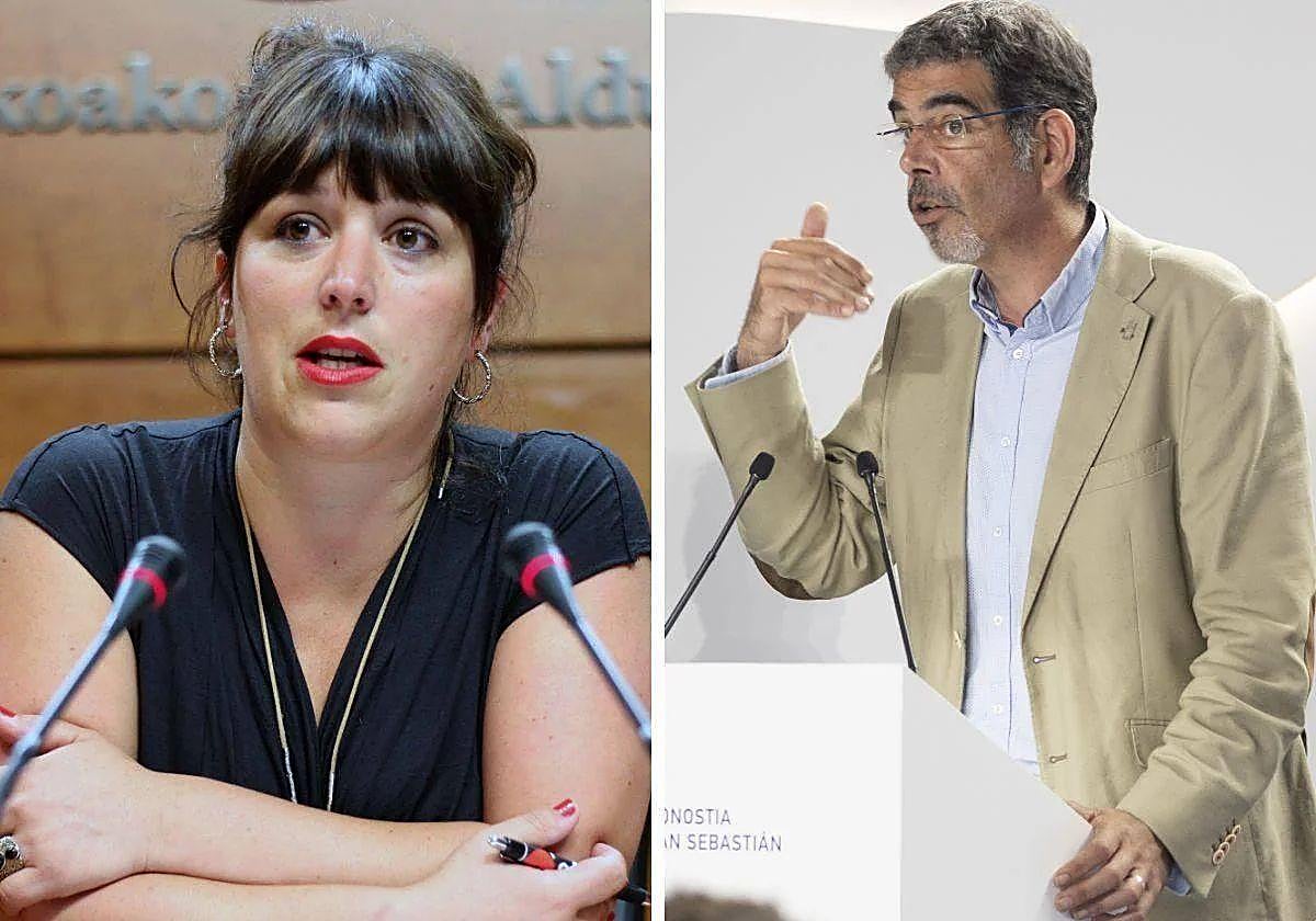 Larraitz Ugarte, exportavoz foral de la Diputación, y Eneko Goia, alcalde de San Sebastián.