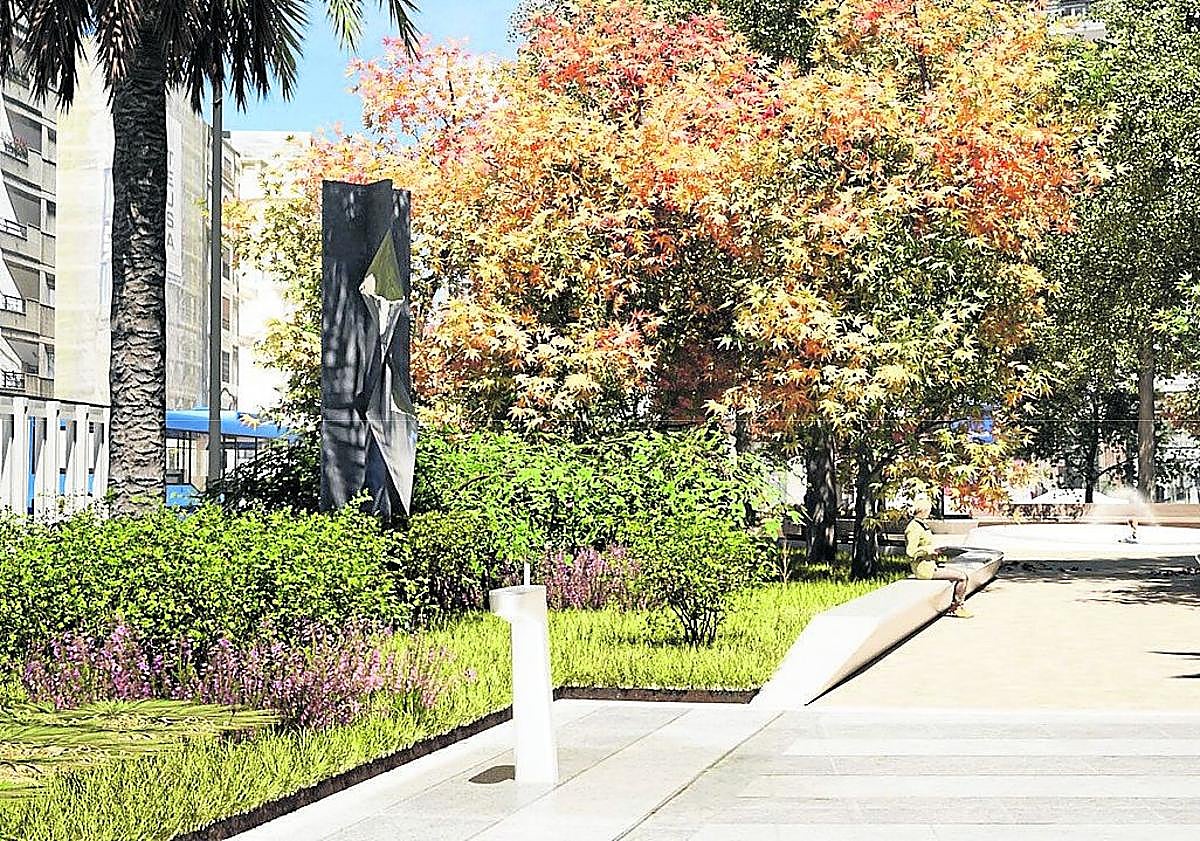Imagen principal - La plaza Zaragoza será un refugio natural con arbolado, vegetación y un estanque de agua