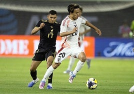 Kubo en un anterior partido con su selección ante México