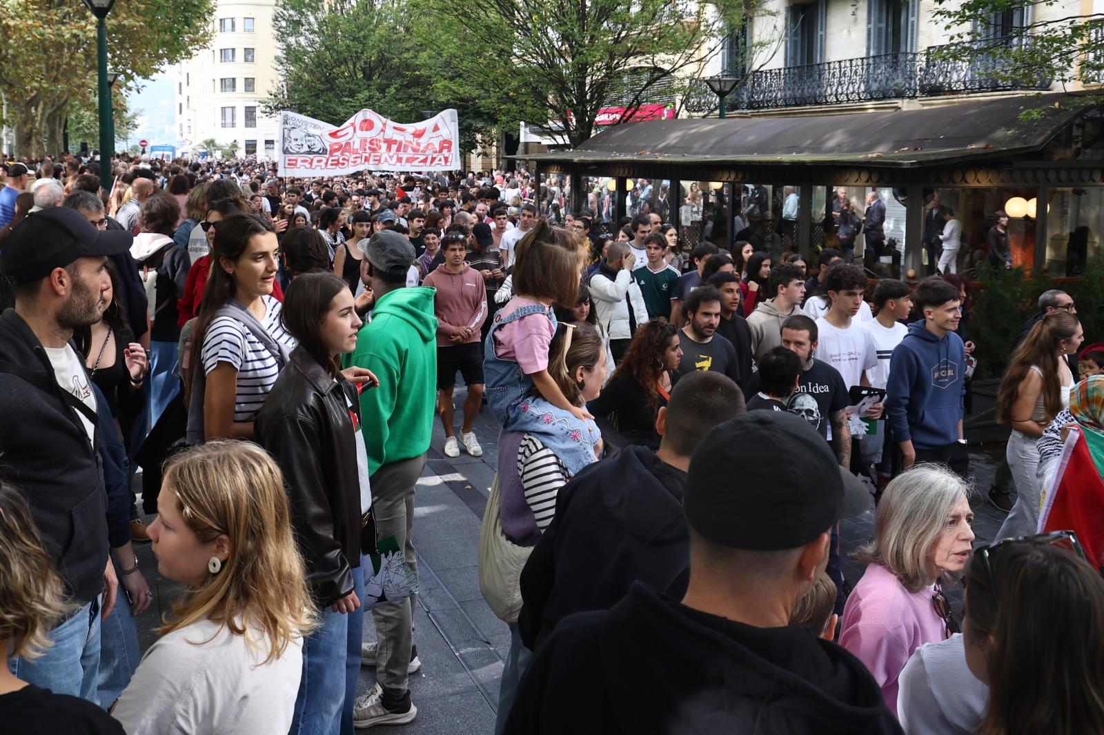 Manifestación en Donostia en apoyo a Palestina