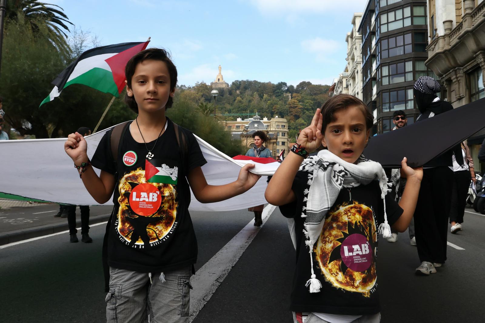 Manifestación en Donostia en apoyo a Palestina