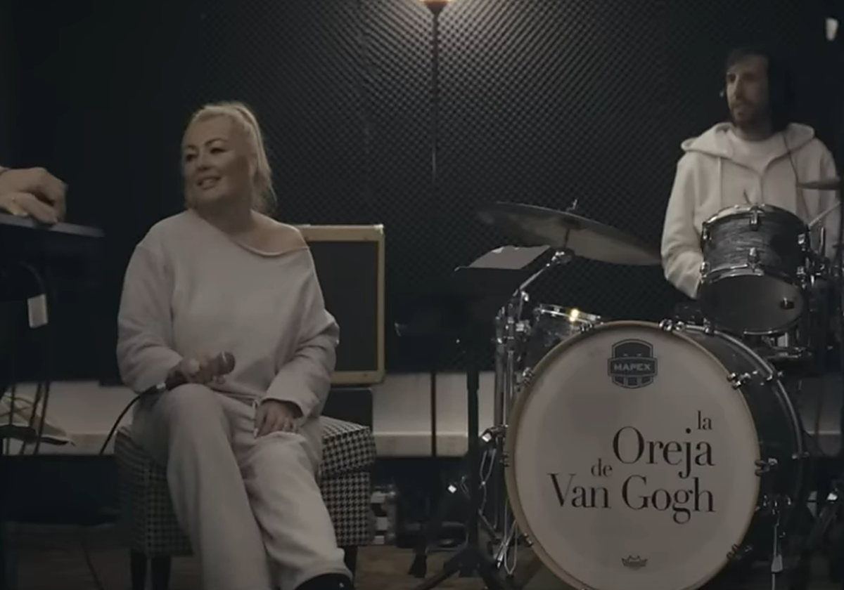 Momento de la grabación de la banda con Amaia y Haritz.