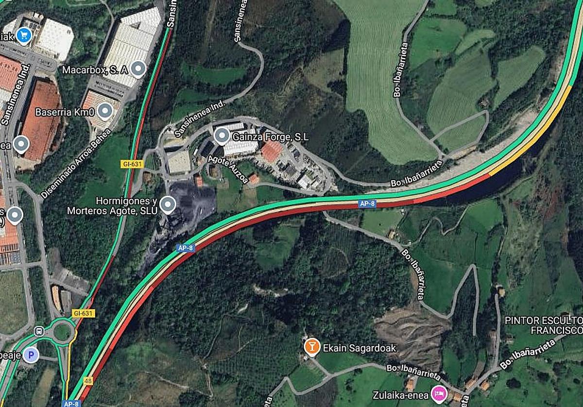Tramo de la AP-8 en la que ha tenido lugar la colisión.