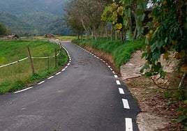 La carretera de Txara asfaltada y recién pintada.