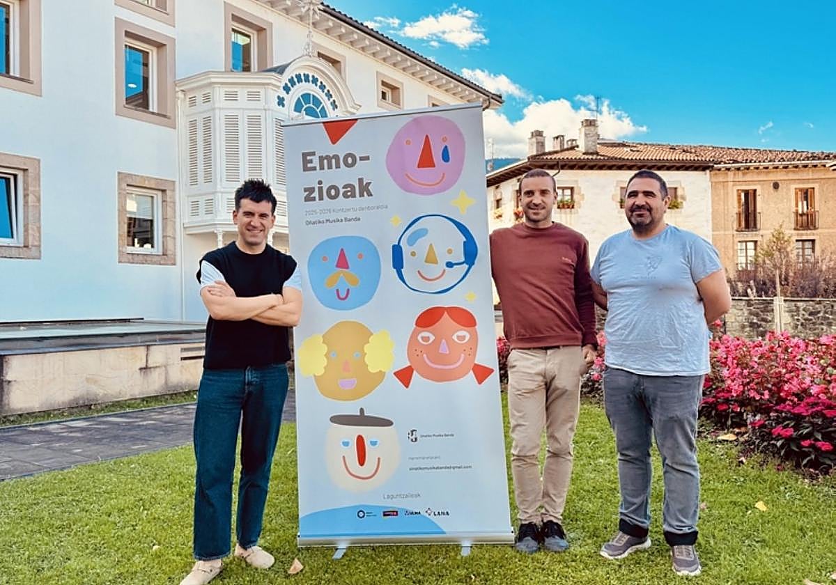 Biain, Astigarraga y Olalde en la presentación en kultur etxea.