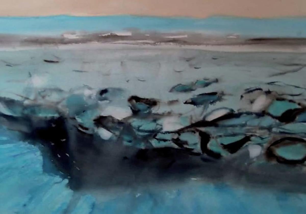 Matilde Sainz expone acuarelas de su colección 'Glaziarrak urtzen'.