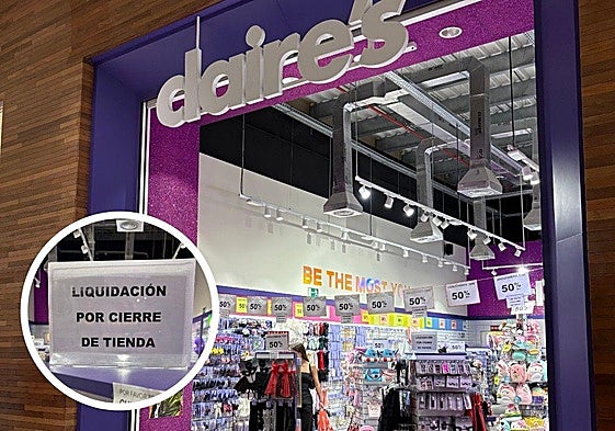 Una imagen del cartel que anuncia el cierre de la tienda de Claire's en el Centro Comercial Gabera de San Sebastián.