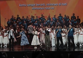 The Resonanz Children Choir, ganadora del Certamen Coral de Tolosa en la categoría de coro infantil, durante una actuación este año.
