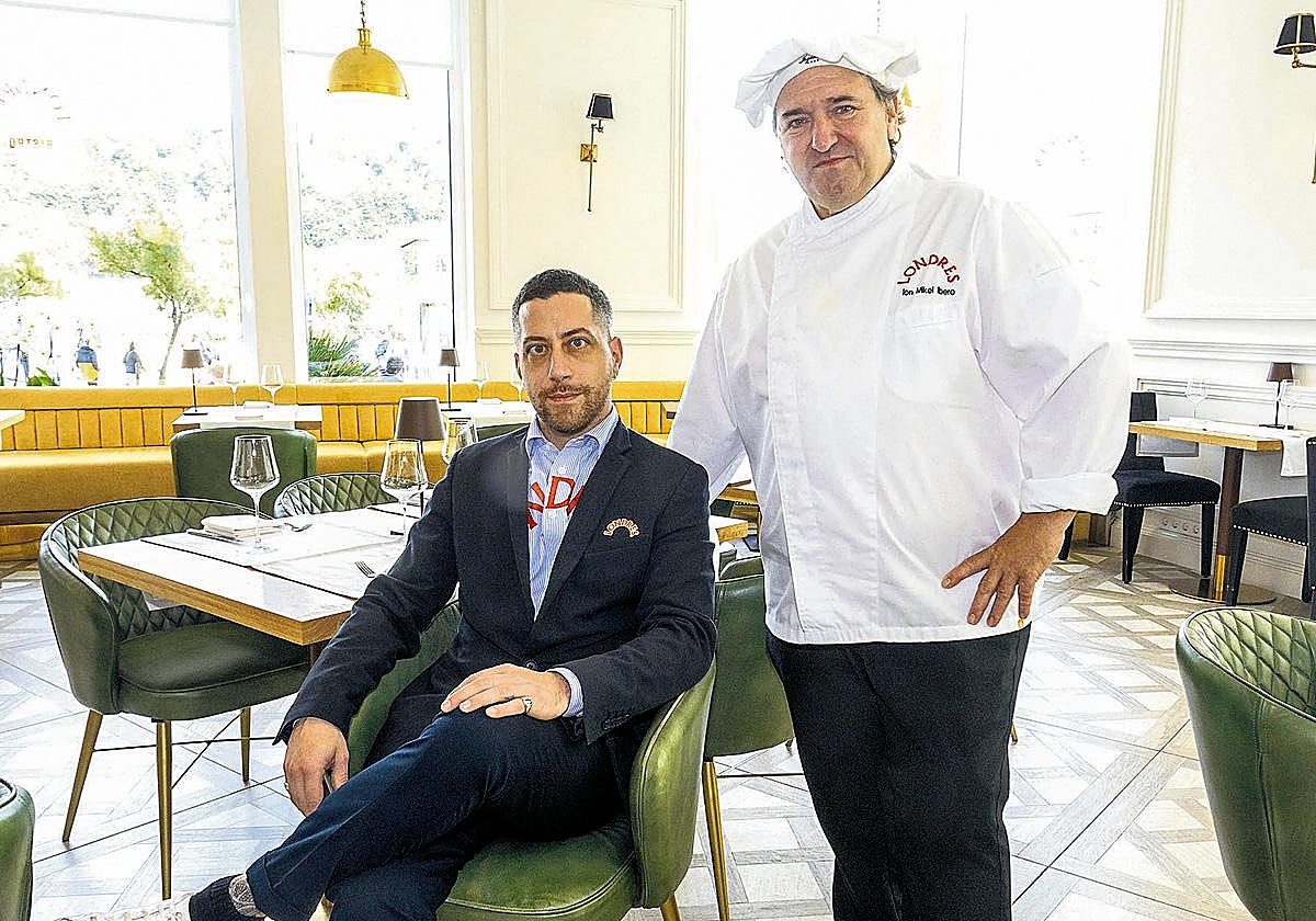 Ion Mikel Ibero y Lorenzo Paiola chef y metre del Hotel de Londres y de Inglaterra
