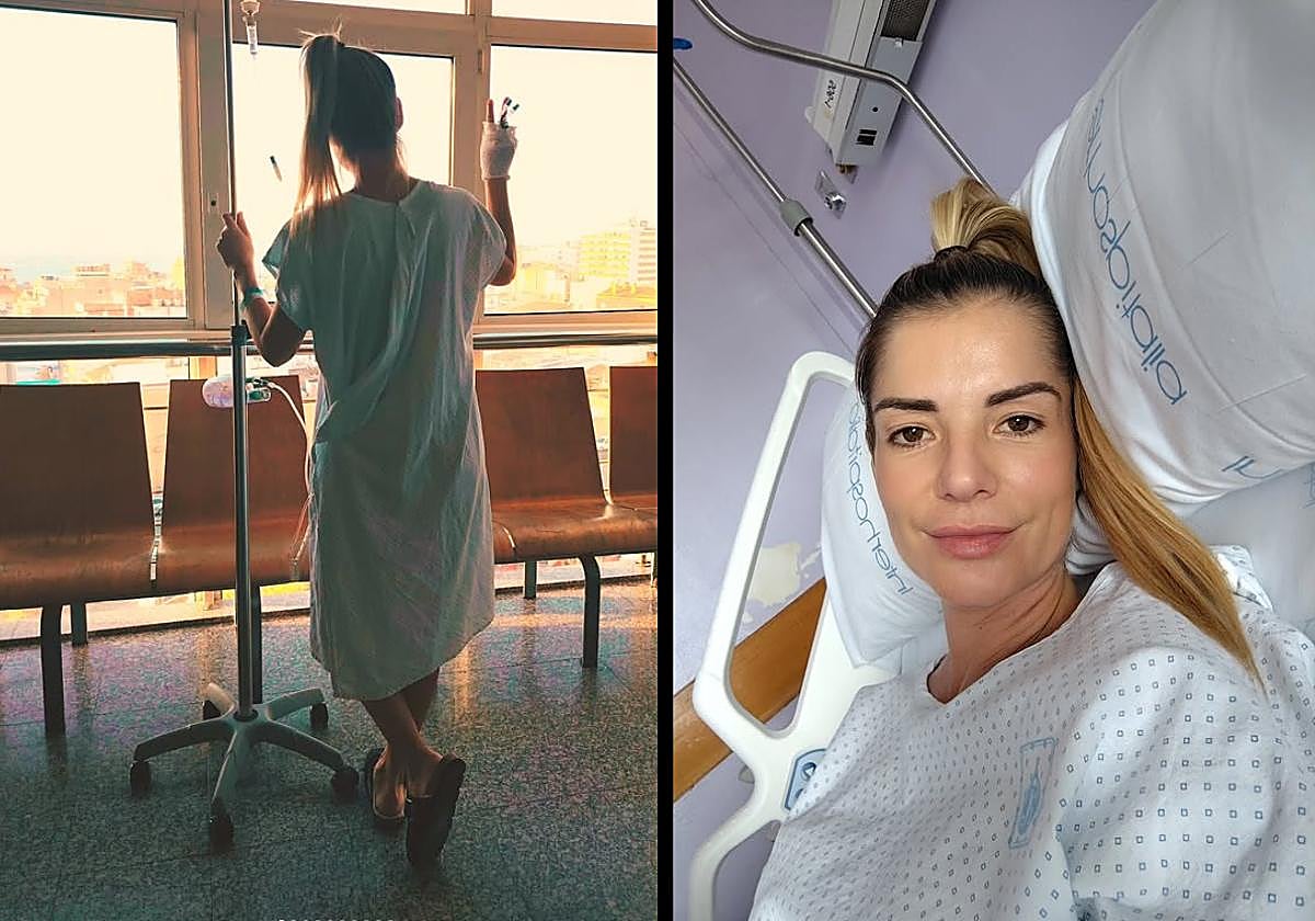 Dos de las imágenes compartidas por Cristina Inés Gill desde el hospital.