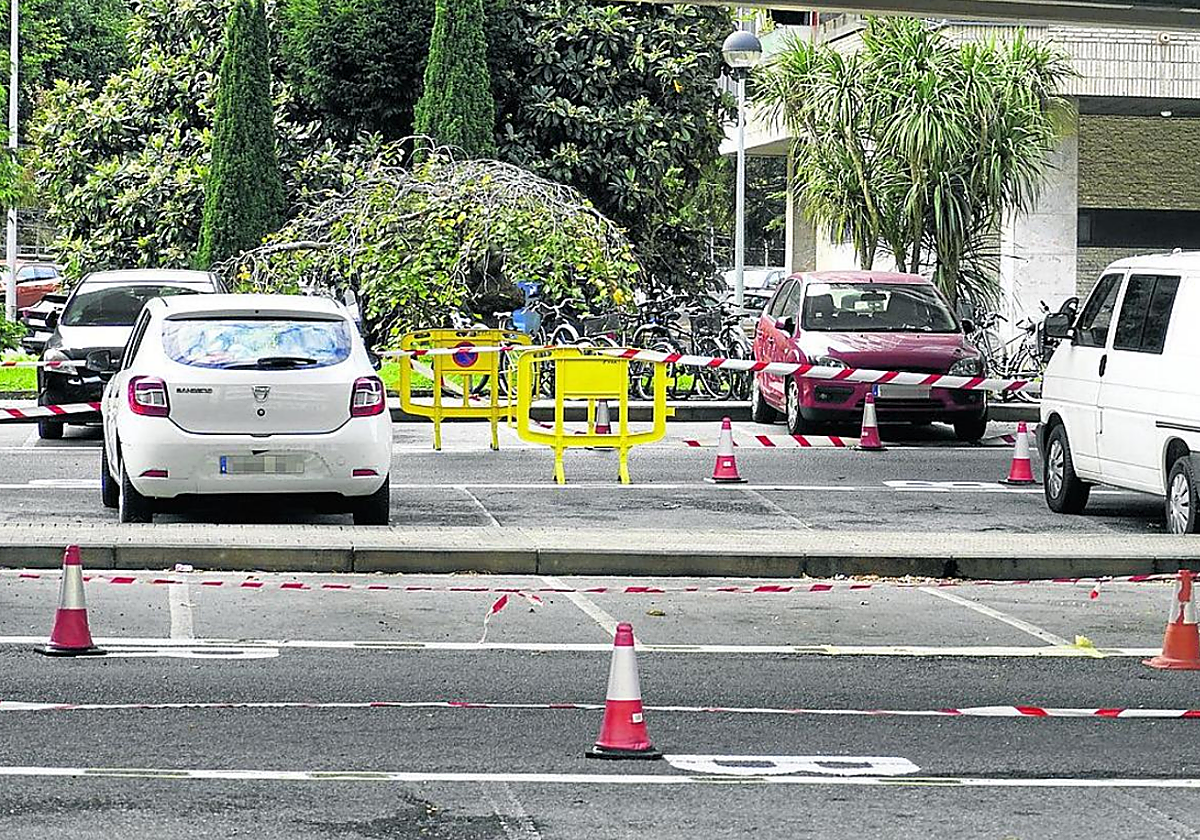 Imagen de archivo de cuando Movilidad comezó a pintar las plazas reservadas en Amara Berri.