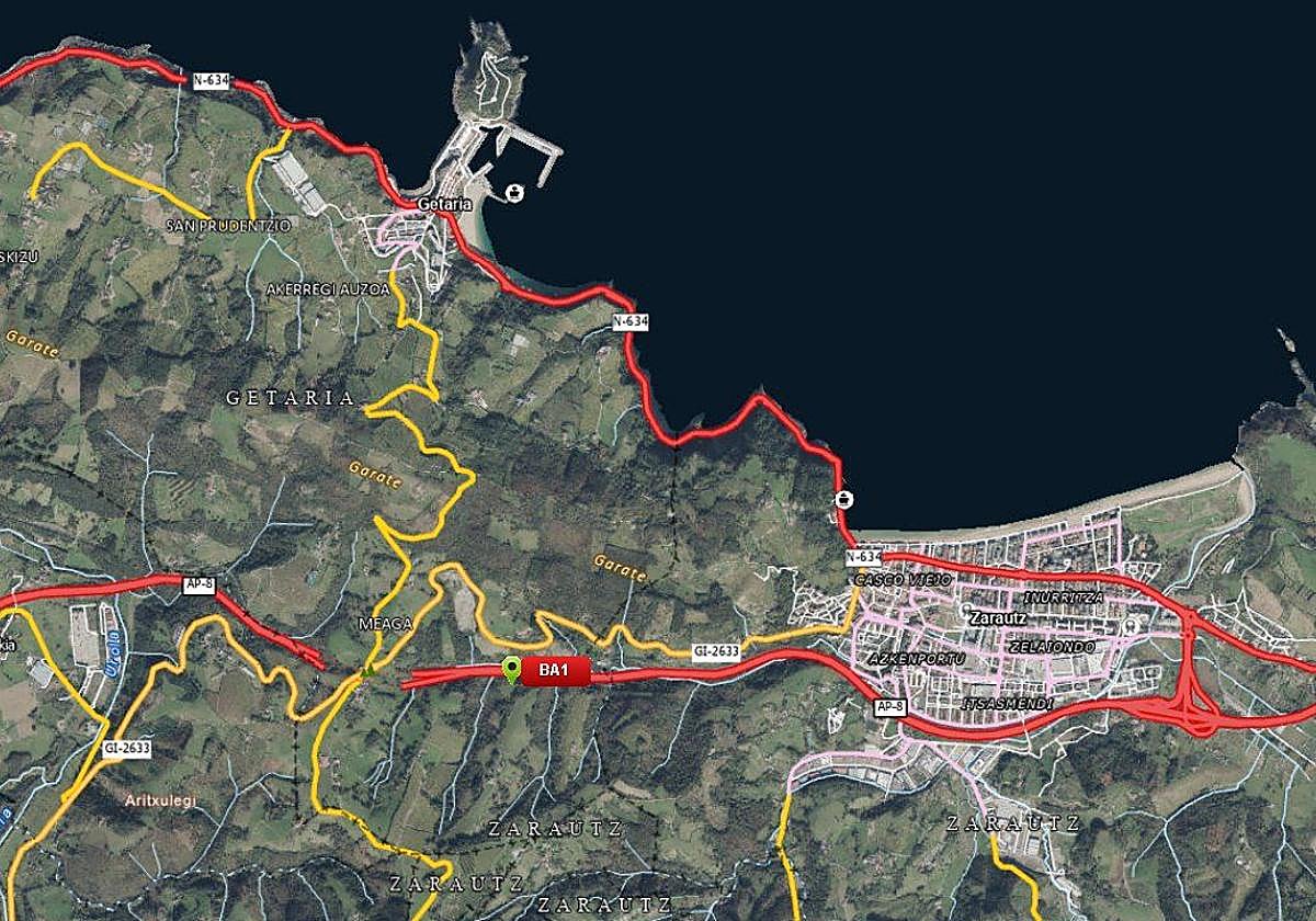 Punto de la autopista donde ha ardido un camión