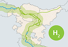 Así se producirá y distribuirá el hidrógeno verde por la 'supertubería' en Gipuzkoa