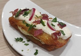 Los hermanos Pita Baglietto han ganado con el pintxo 'Muselina moltopiu', queso crema y parmesano, coronada por paleta ibérica, perejil, mahonesa y aceite sobre pan.