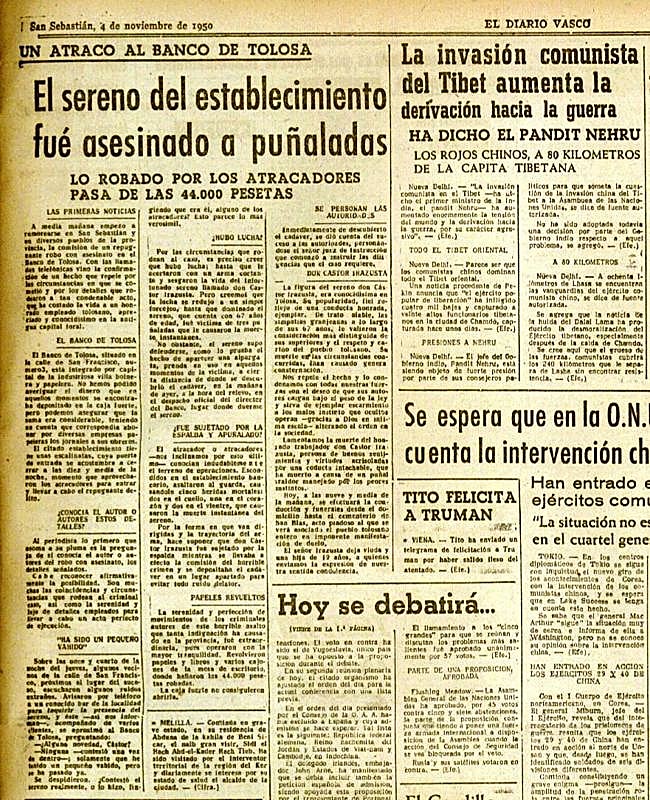 Artículo completo que ofreció EL DIARIO VASCO el 4-XI-1950.