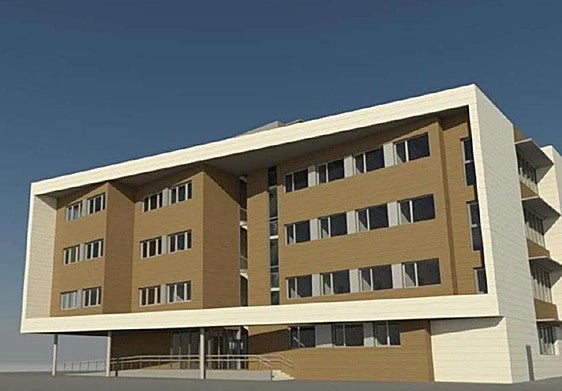 Fotomontaje del futuro ambulatorio de Txomin Enea, que se construirá en la parcela de la cancha de baloncesto.