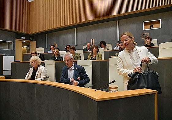 Eider Mendoza y su teniente de diputada general, José Ignacio Asensio, en un pleno esta semana.
