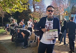 Koldo Almandoz, durante el rodaje de 'Azken agurra'.