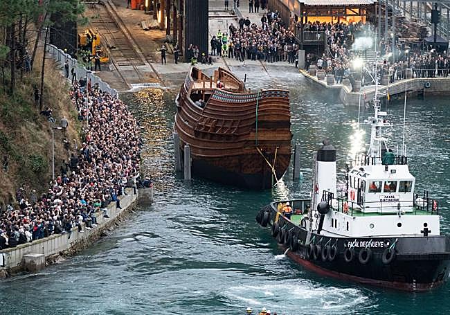 Botadura de la nao San Juan el pasado viernes.
