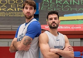 Nicolau y Zubizarreta, ayer antes del entrenamiento.