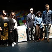 Onintza Urbieta, Goiuri Eceiza, Liz Grajales, Kepa Goikoetxea, Ainara Martín y Iosu Larrarte, en la presentación del Titirijai, este viernes.