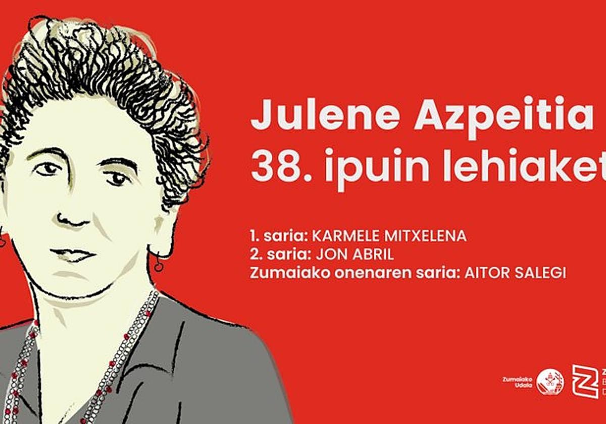 Karmele Mitxelena, Jon Abril eta Aitor Salegi dira Julene Azpeitia 38. ipuin lehiaketako saridunak