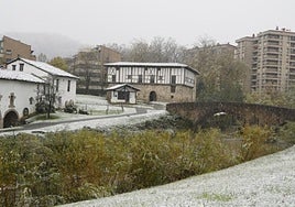 Los primeros copos de nieve cayendo en la zona de Igartza.