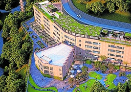 Infografía que recrea el aspecto del proyecto de 'cohousing' intergeneracional desarrolla por ISEA para el antiguo colegio de La Merced.