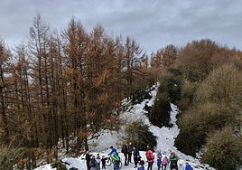Los participantes de la marcha han tenido la oportunidad de pisar nieve dentro del recorrido preparado por Ostadar.