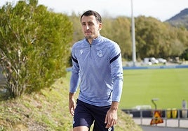 Mikel Oyarzabal en un entrenamiento en Zubieta.