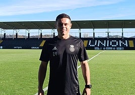 Luca Sangalli en el Stadium Gal tras el entrenamiento de hoy.