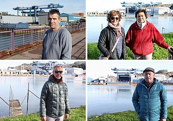 Vecinos de Zumaia en el entorno de Astilleros Balenciaga, al borde el río Urola.