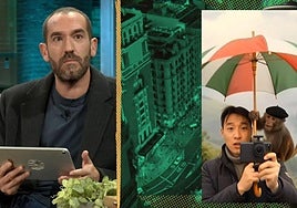 Jorge Ponce en La Revuelta con el mono con txapela e ikurriña creado por la IA.